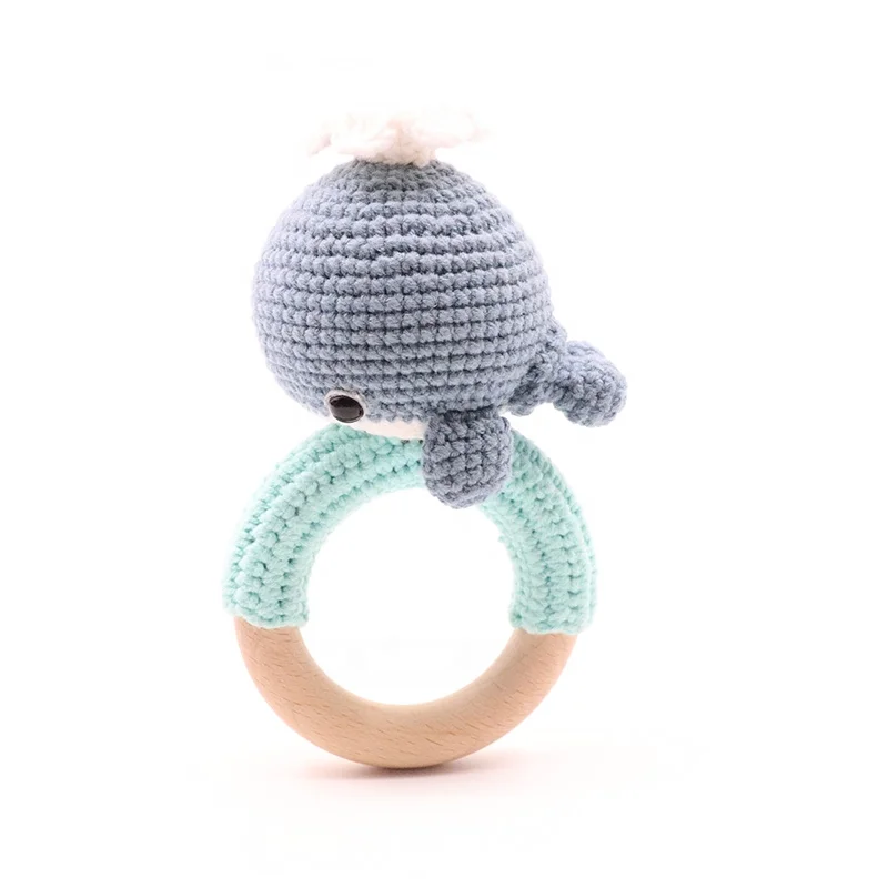 Оптовая продажа, детские деревянные кольца, погремушки, игрушки ручной работы, крючком, Кит, игрушка для прорезывания зубов
