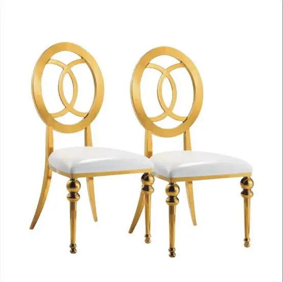 Luxury rose golden color wedding chair wedding golden stainless steel chair with back pattern