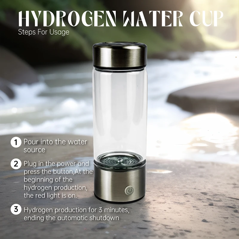 wholesale 420ml Titanium stainless steel Quality Filter Portable Antioxidant portable hydrogen rich water bottle generator