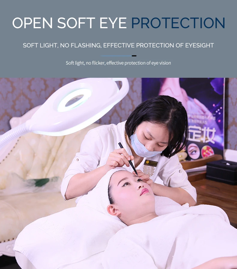 LED beauty salon soft light with storage tray facial skin inspection magnifying lamp