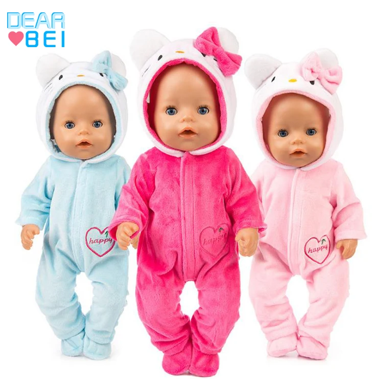 Cartoon Cat Onesies American Doll Clothes,Factory Direct Custom Doll Clothes,Mini Doll Clothes For 43cm Baby Doll