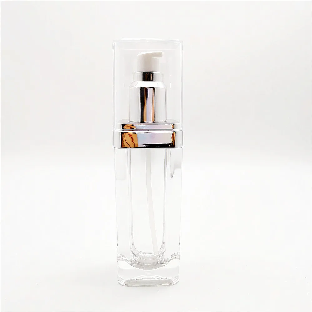 Custom Logo plastic empty clear square luxury acrylic 4oz lotion bottles set for beauty salon