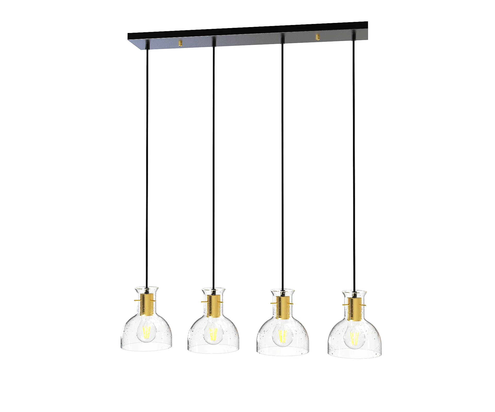 FD-010 High Quality 4-Light  Metal Gold and Matte Black with Glass Shade Indoor Ceiling Light Pendant Lamp For Decoration