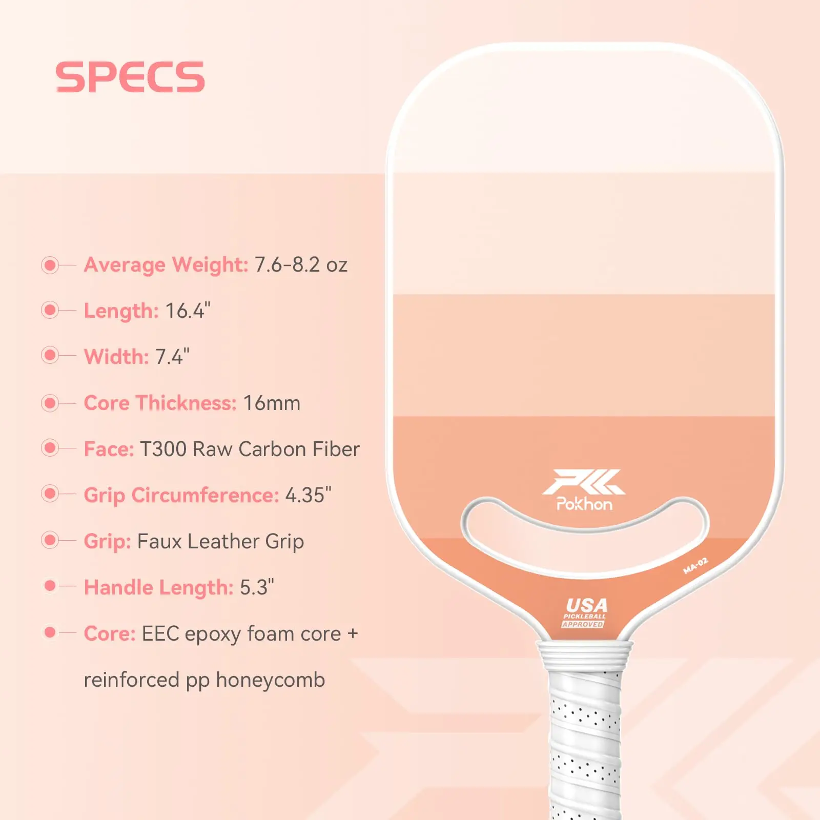 Wholesale Stable Comfortable Artificial Leather PP Grip Honeycomb Core Pick Paddle 16mm T300 Original Carbon Fiber Pick Paddle