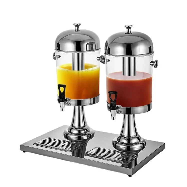 8L stainless steel Buffet Juice Dispenser Ice Tube Cooling Drinks Serving Juice Machine Beverage Cooler