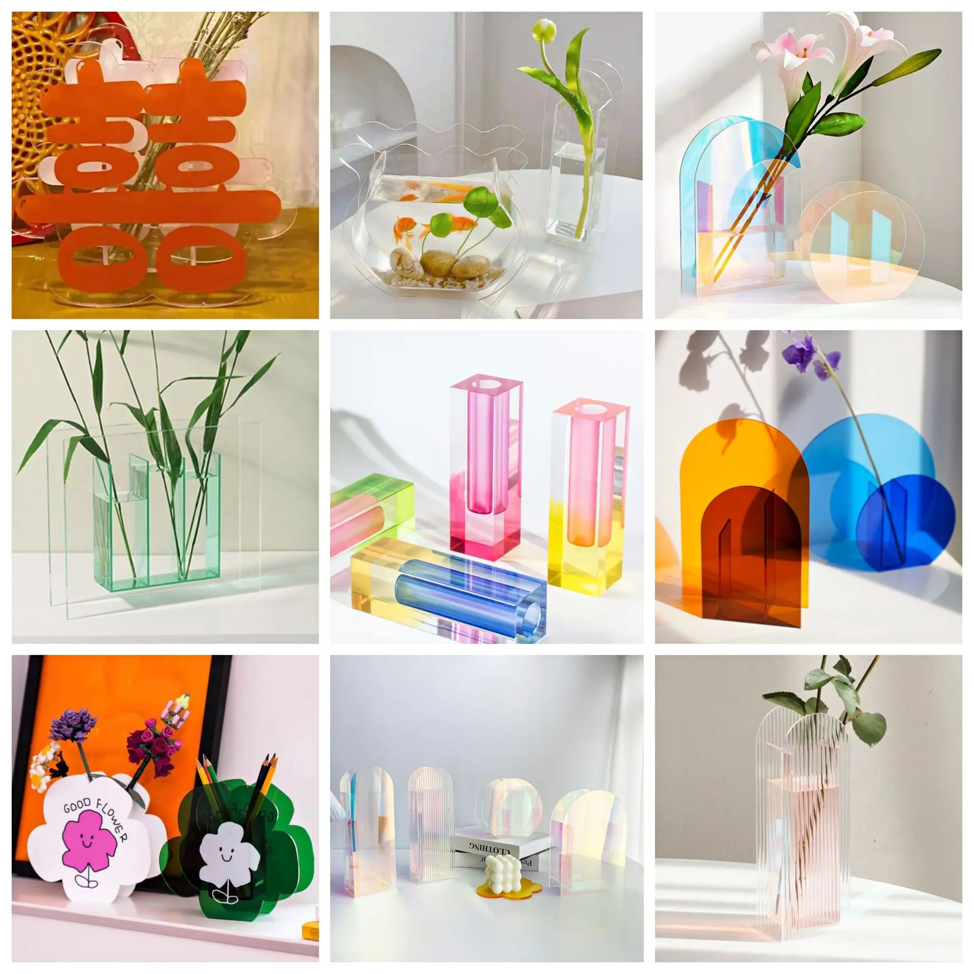 Customizable Home Decorative Clear Transparent Acrylic Book Flower Vase For Flower