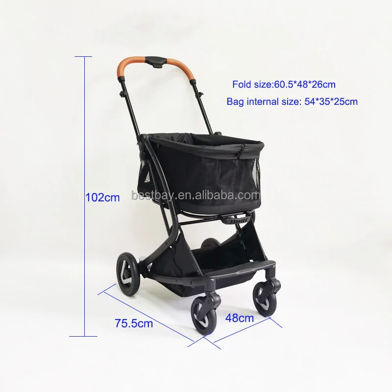 Lightweight Mesh Shopping cart with detachable bag  Easy folding four EVA wheels with rear brake device shopping trolley