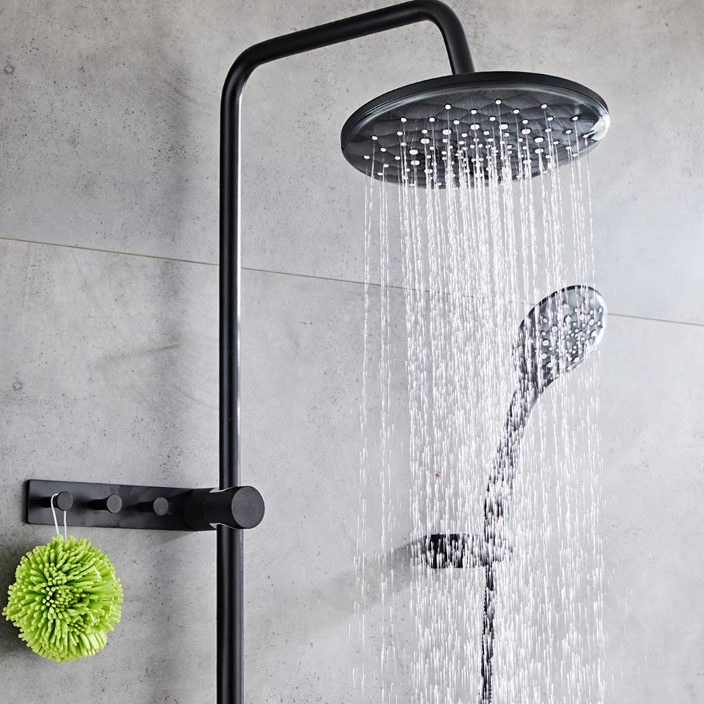 YUNDOOM Solid Brass Bathroom Faucet with Space Aluminum Design, Luxury Shower Head for RV, Brushed Nickel Finish