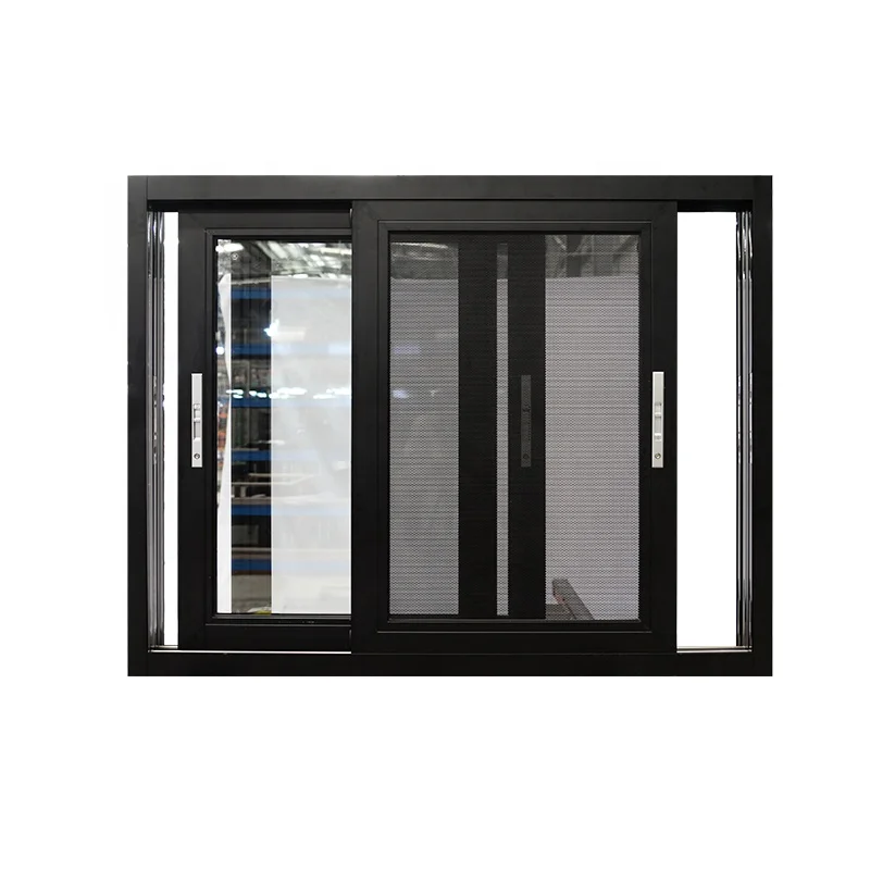 Hihaus manufacturer black double glazed insulated sliding aluminum windows