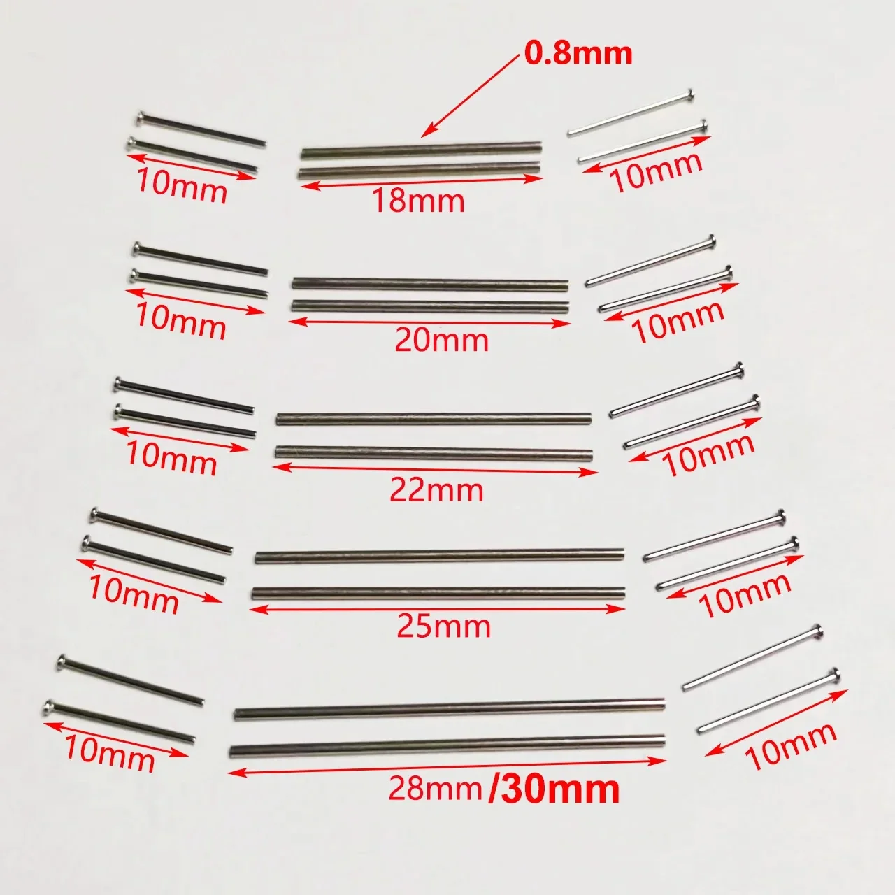18/20/22/25/28/30mm Car Axle for 1/64 Alloy Car 0.8mm Hollow Shaft w Pins for 1:64 HW/Matchbox/Tomeca Model Cars