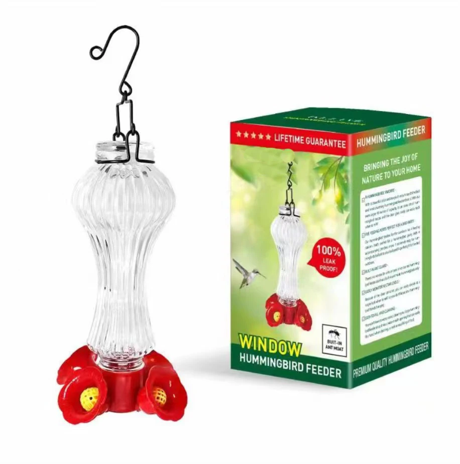 OEM/ODM Purple Glass Hummingbird Feeder for Outdoors Wild Bird Feeder with 6 Feeding Ports Hanging for Garden Yard