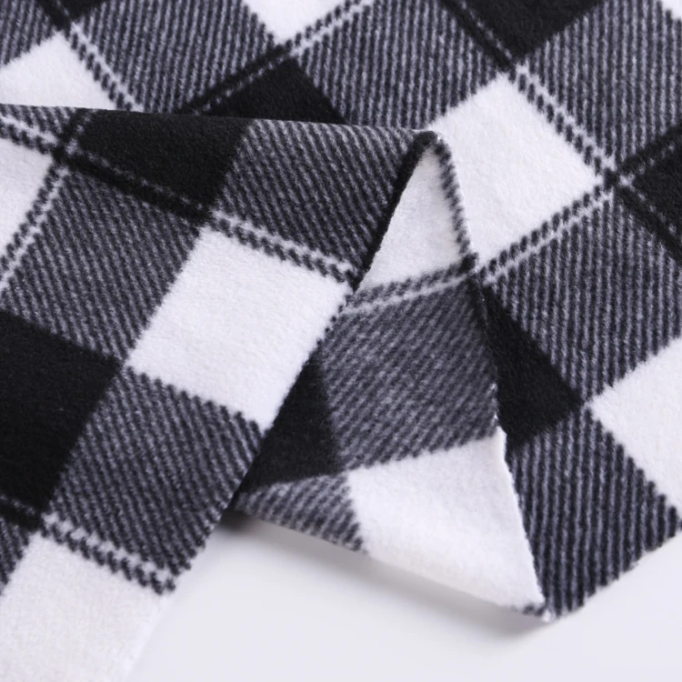 free shipping cost plaid check printed polar fleece anti pilling 100% polyester knitted micro polar fleece fabric