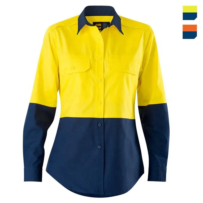 
Custom made hi vis cotton polo long sleeve shirt professional workwear 