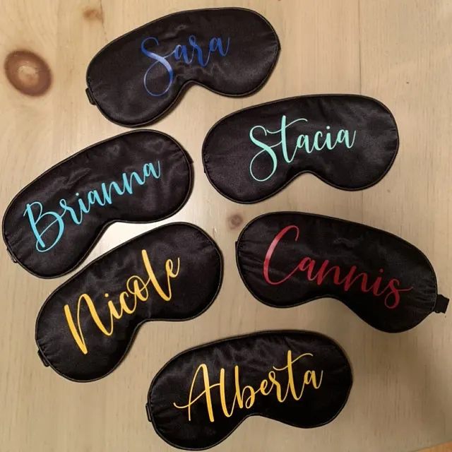 Wholesale Adjustable custom texts on satin material sleep eye mask Travel Sleep Eye Mask