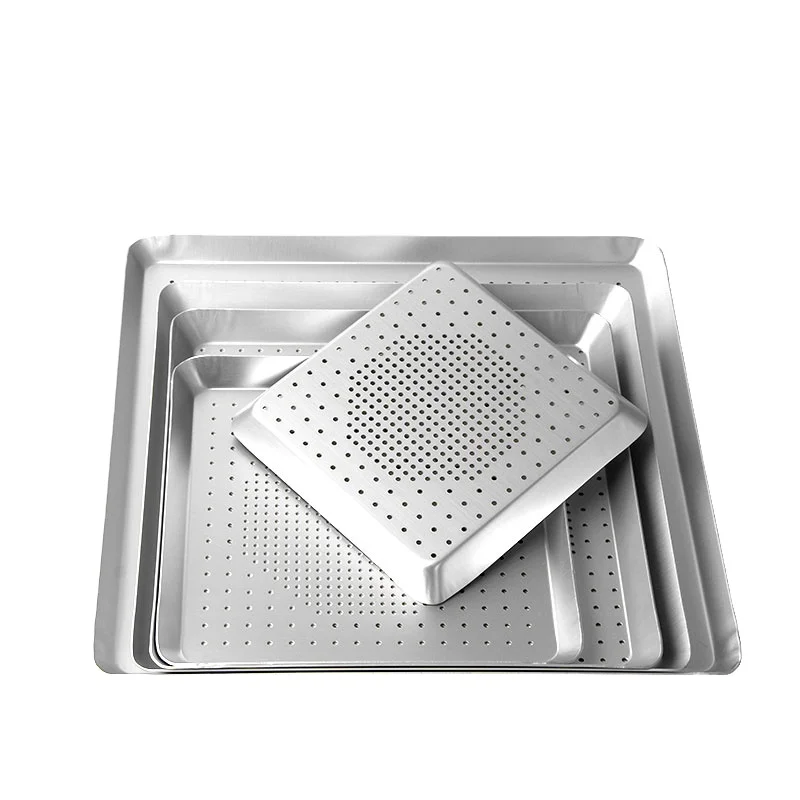 square pizza pan with holes  8'10'12'13'15'inch aluminum non stick pizza pan lid  perforated baking sheet for oven