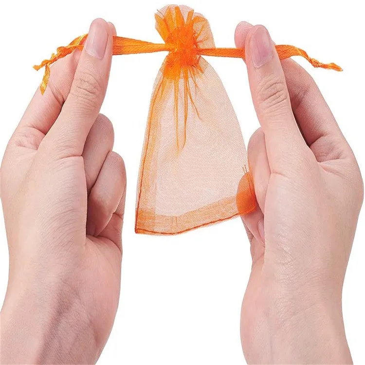 New design Drawstring small gift bag organza with custom logo packaging organza bags