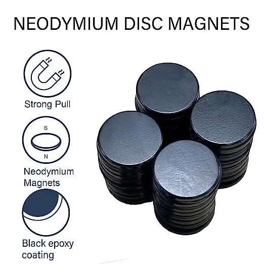 Strong Rare Earth Black Epoxy Coated Neodymium Magnets for Whiteboard Billboard Hobbies  Office  Fridge