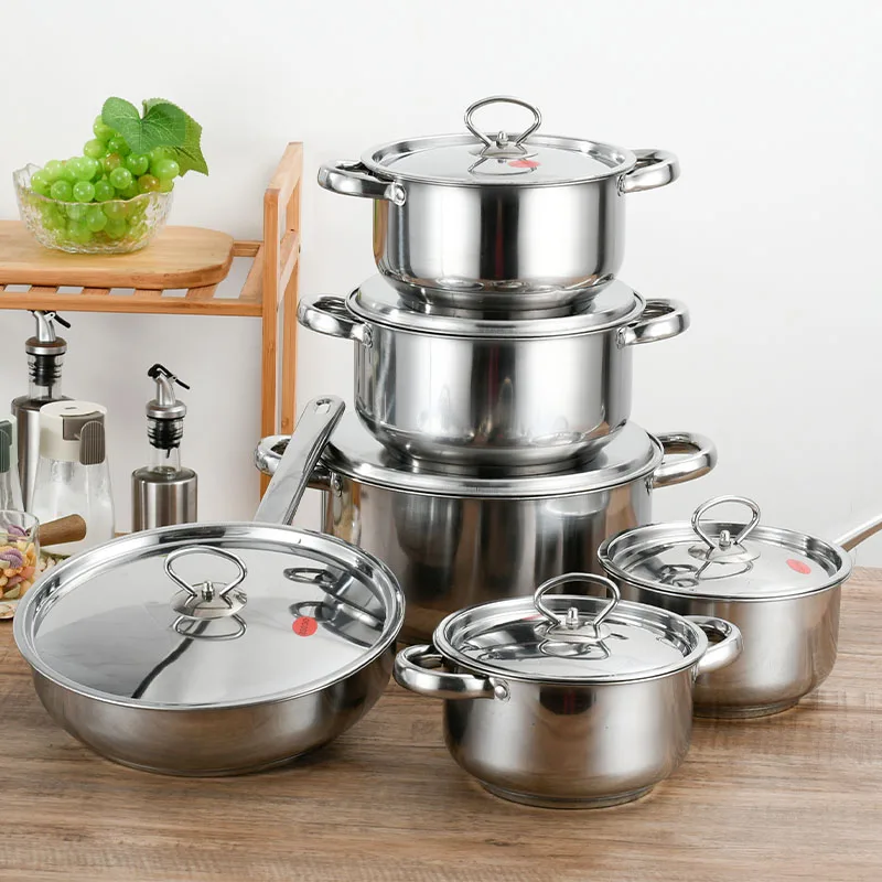 Wholesale 15 Pieces Kitchen Stainless Steel Cooking Casserole Set Soup & Stock Pots Set