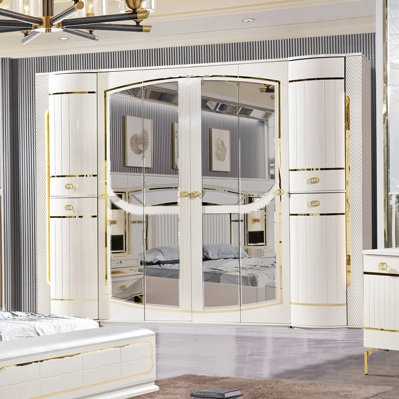 New Design Modern Wooden King Size Bed Set Leather Headboard Home Master Room Double Queen Full MDF Bedroom Sets Furniture