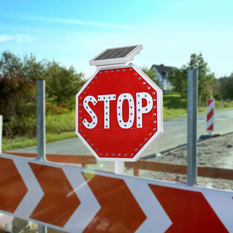 Traffic Reflective Blinking Solar Powered LED School Bus Stop Arrow Signal Metal Road Construction Safety Warning Signs