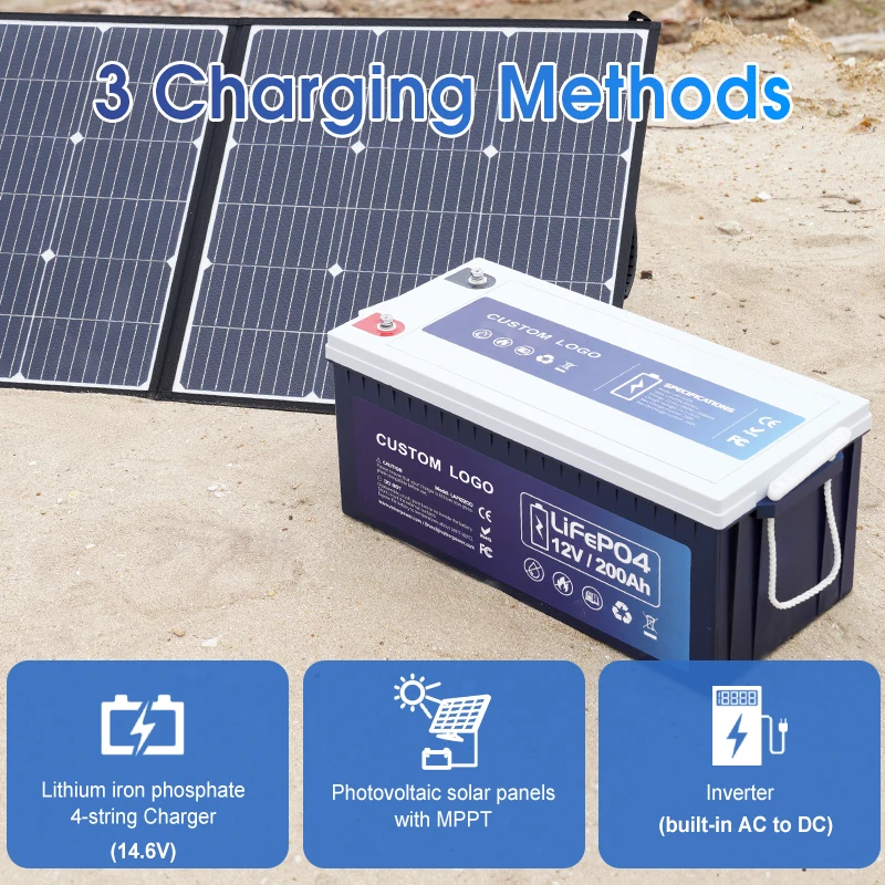 Lifepo4 200ah 12 8 v 12v литий-ионный аккумулятор глубокий цикл батареи