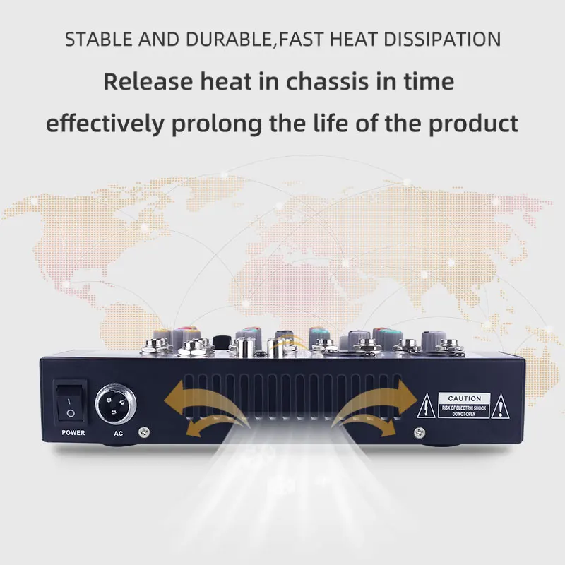 KAIKA F4-USB-5 Factory selling professional audio mixer 4 channels with 48V phantom power stereo output.