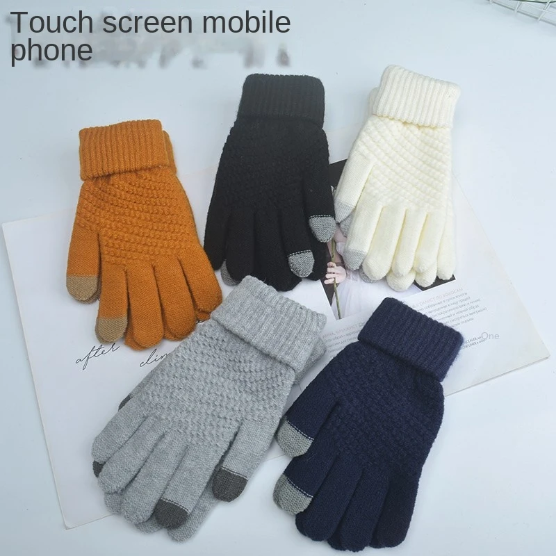 Custom Winter Touch Screen Gloves Outdoor Sports Women and Men Acrylic Thermal Knitted Gloves