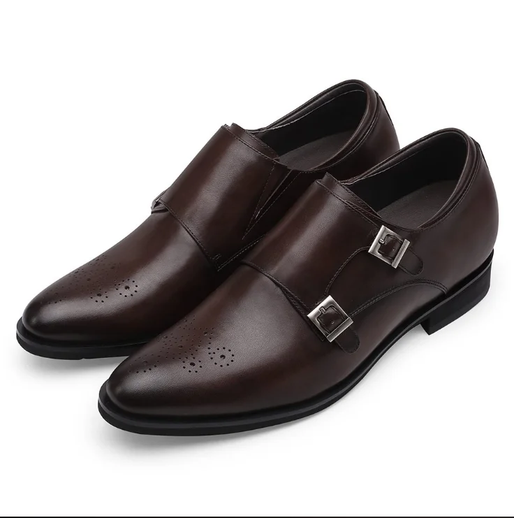Оптовая продажа, роскошные коричневые туфли с двумя ремешками с логотипом, высококачественные туфли ручной работы