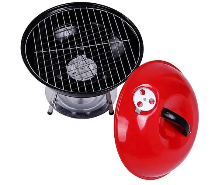 Family Portable Lightweight Powder Coated Barbecue Kettle Grill Tabletop Smokeless Charcoal BBQ for Outdoor Camping