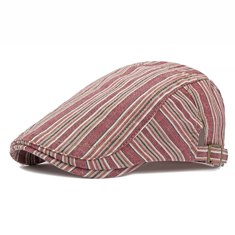 Men Linen Flat Ivy Breathable Summer Newsboy Hat Stripes Gatsby Driving Hat Cap Plain Gatsby Cabbie Hunting Hats