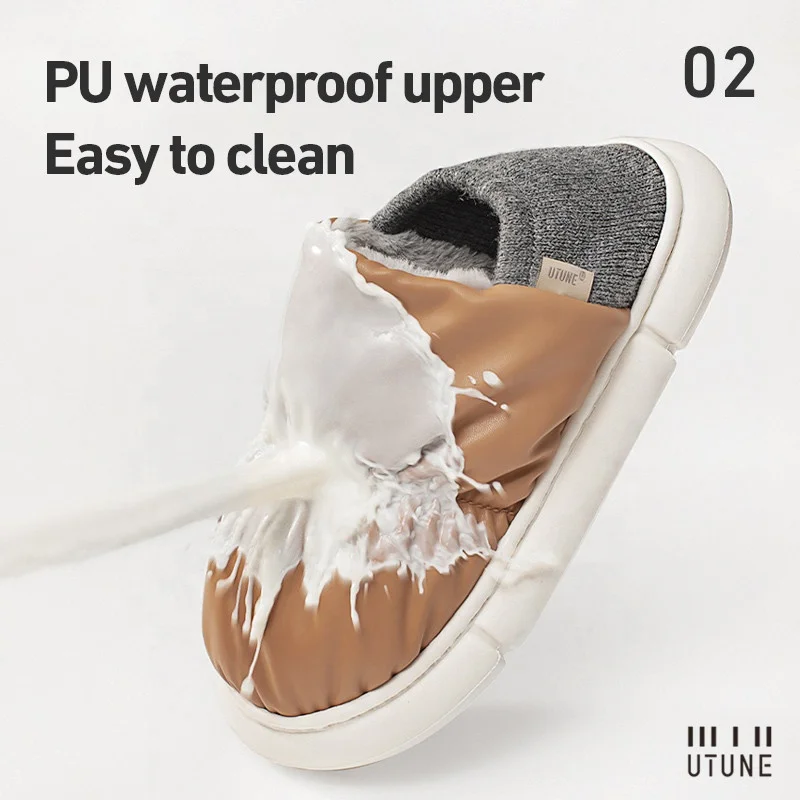 UTUNE Wholesale Men Slippers Winter Warm Shoes Waterproof EVA Thick-soled Home Fashion Style Outdoor Slippers Shoes For Men