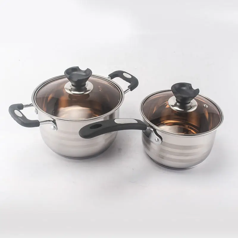 Stainless Steel Cookware Sets  High Quality Thicken Pot Kitchen Cooking Pots And Pans  With Glass Lid