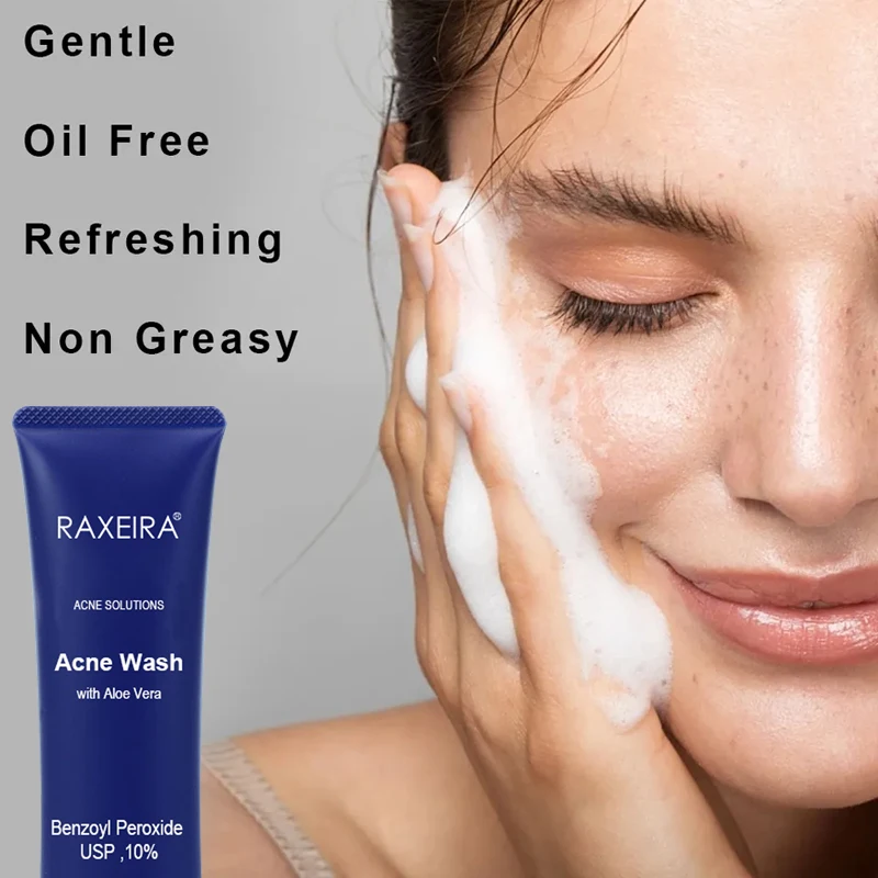 Private Label 10% Benzoyl Peroxide Anti Acne Whitening Face Wash Facial Cleanser For Oily Skin