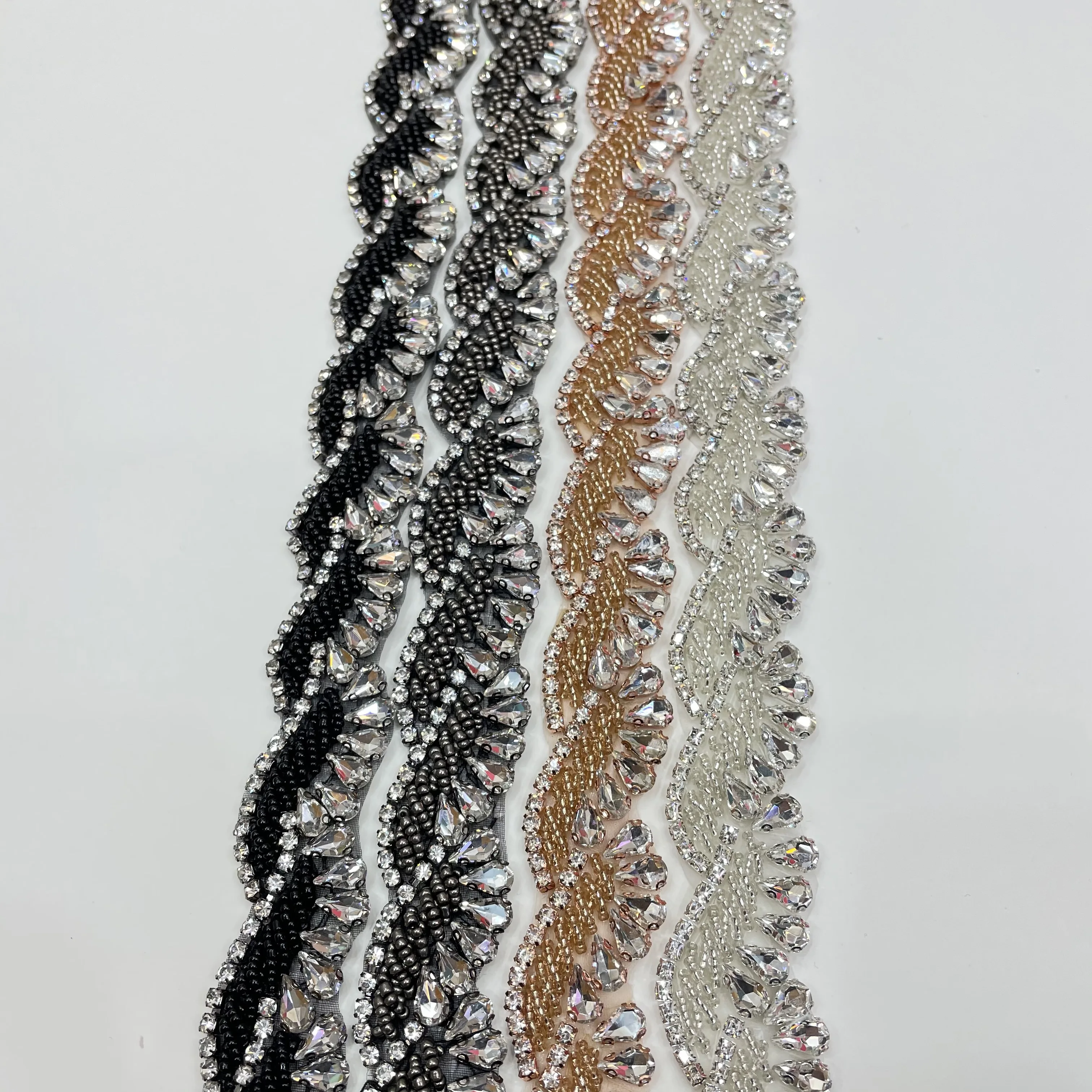 HC-8511 Hechun wholesale gold rhinestone beaded rhinestone trimming and glass bar code