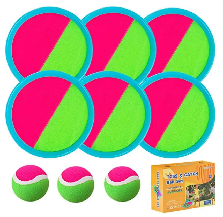 Outdoor velcro target stick game plastic velcro ball toss and catch game with adjustable strap for kids