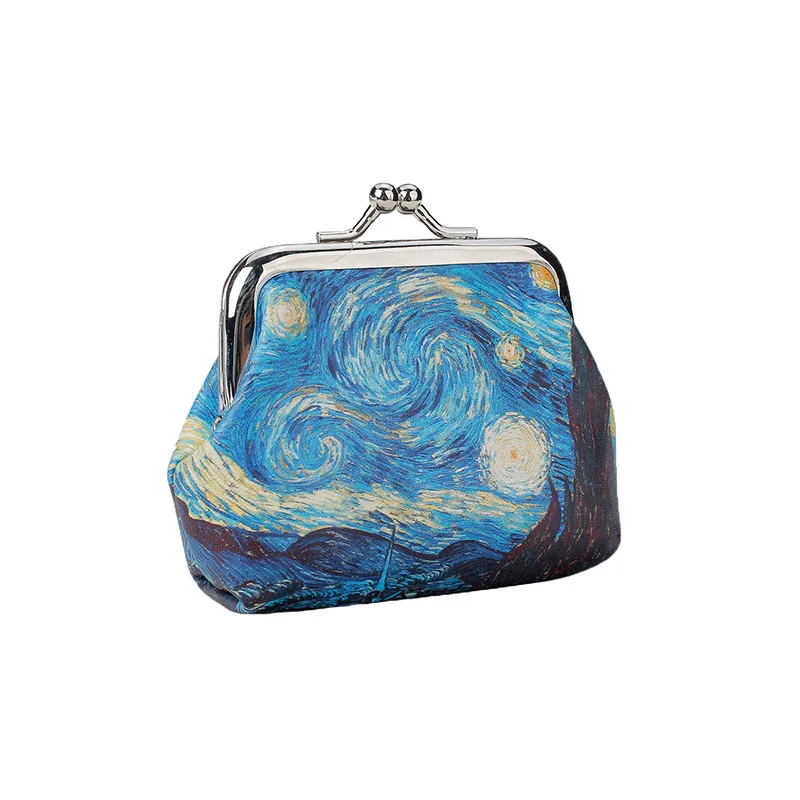 Factory Wholesale Artist Handbags Wallet With Buckle Closure Mini Oil Painting Purse