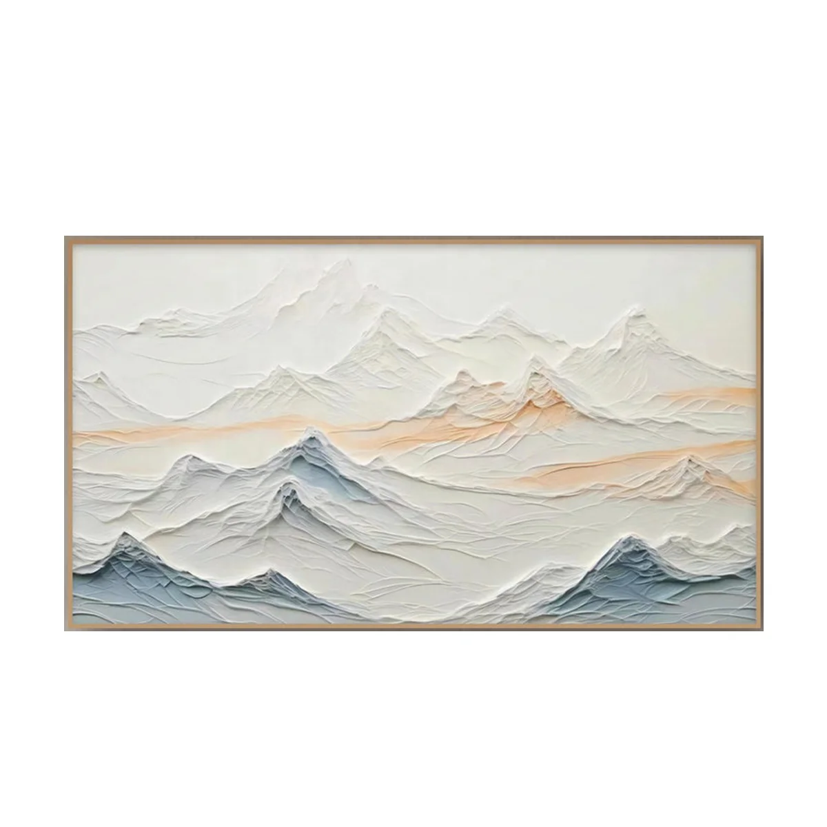 minimalist abstract snow mountain landscape texture handmade oil painting living room sofa background wall decor hotel artwork