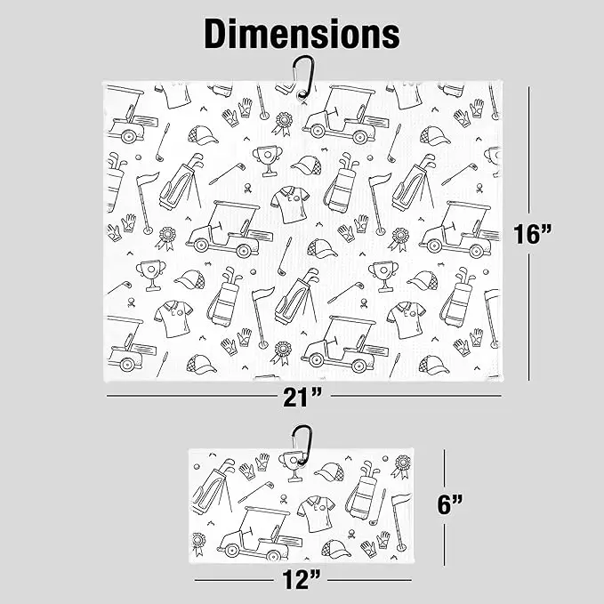 Custom Printed Cotton Quick Drying Golf Towels Sublimation Blank Printing Golf Towels Set