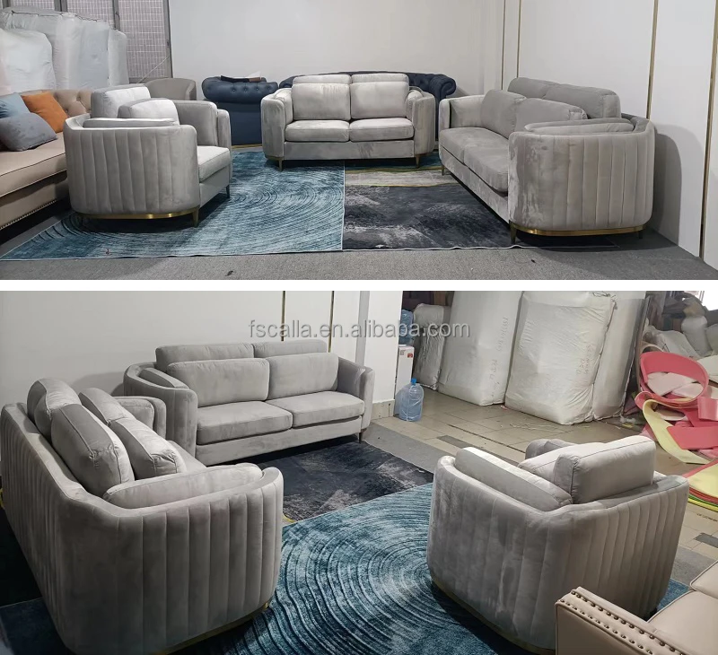 Итальянский роскошный диван мебель для гостиной изогнутый туалетный столик набор диванов из золотой нержавеющей стали обивка ног бархатные диваны