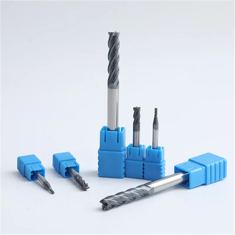 hrc45 wholesale 2 blade lathe machine solid carbide l 40mm 2 flutes flat square end mill cnc bits fresas end mill 0.2mm