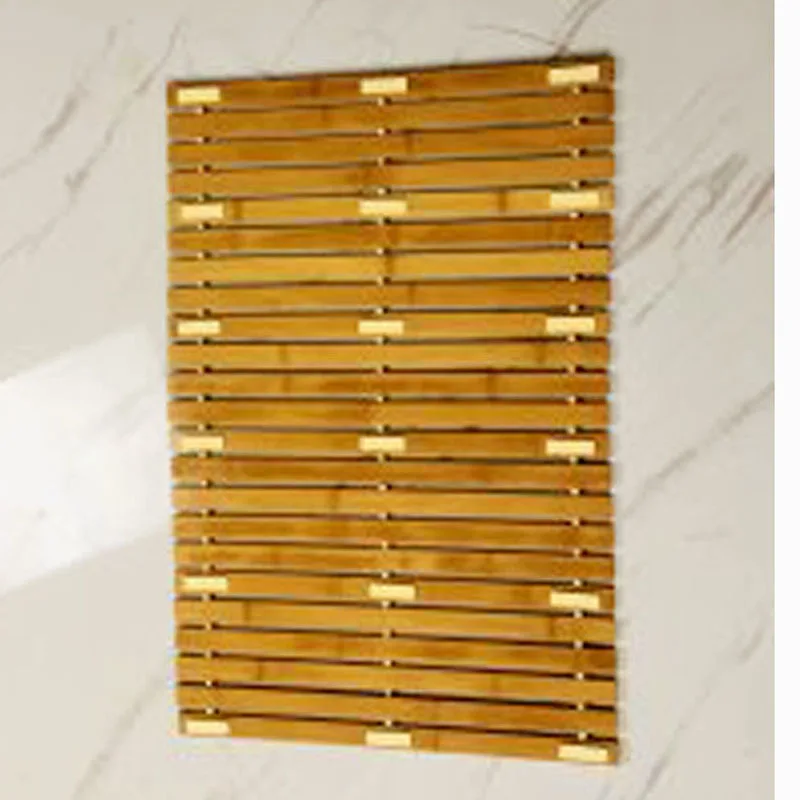 
2021 Natural Bamboo Anti slip Bath Mats Shower Waterproof Wooden Bathroom Floor Mat Hotel Non slip Bamboo Bath Mat 