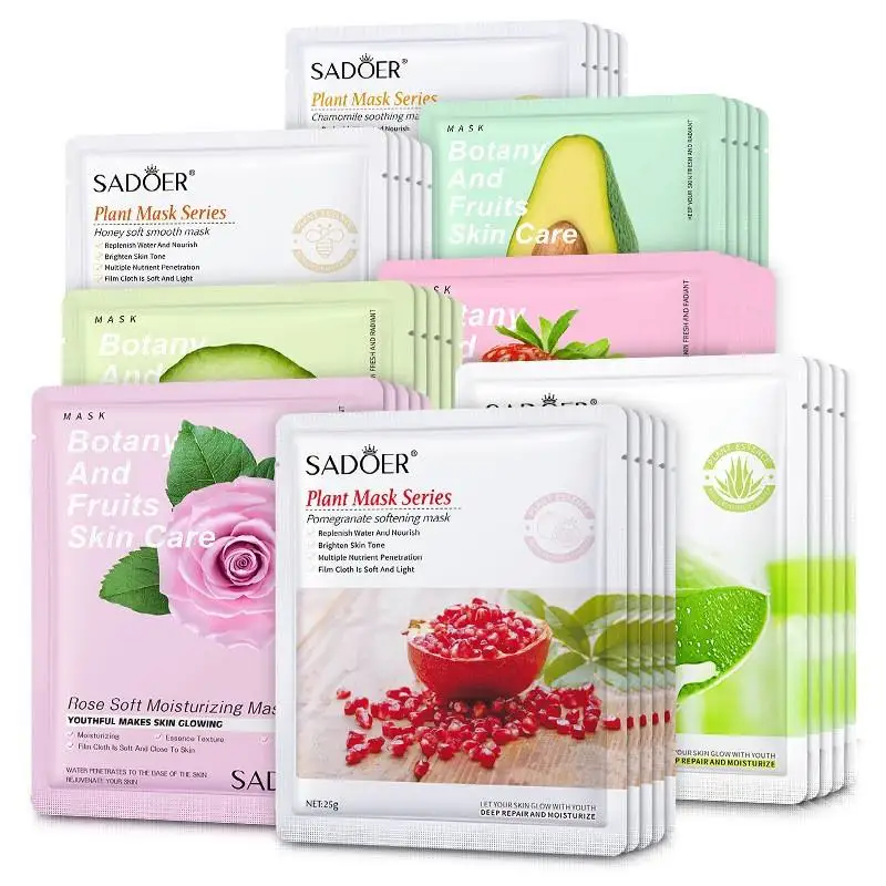 SADOER ALOE VERA Green Tea Milk Snail Moisturizing Korean Face Sheet Mask Oil Control Blackhead Remover Beauty Facial Mask