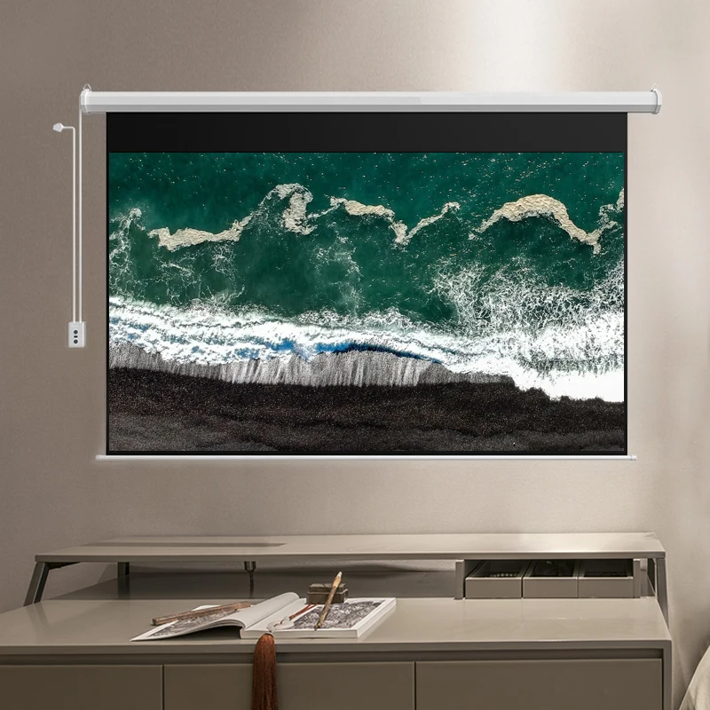Electric White fiber 72 Inch 16:9 Projector Screen Motorized Roll Remote control lifting Projection Screens