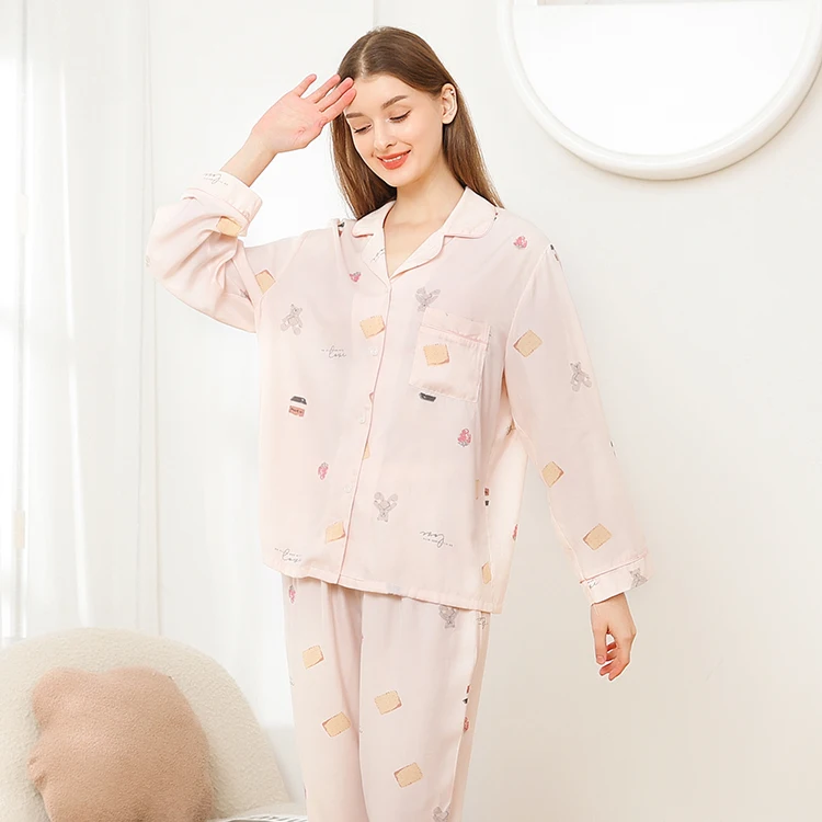 Customize Household Fashion Nightgowns Cotton Pajama Set for Women