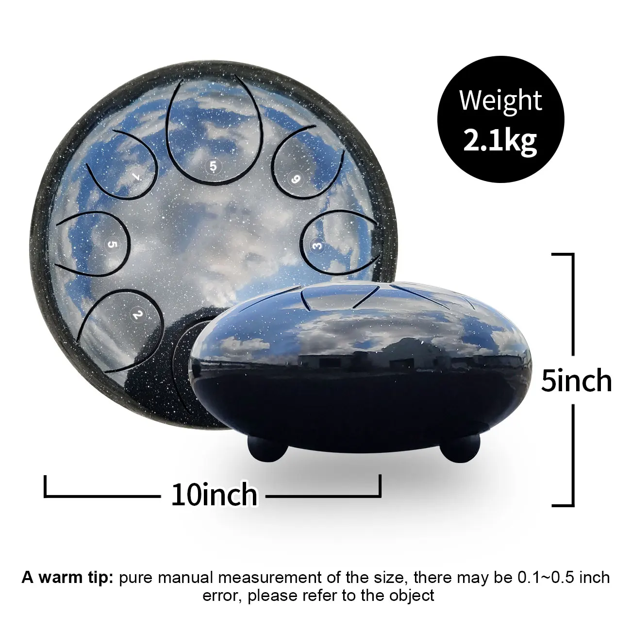 ASTEMAN Steel Tongue Drum Star series Starry Black 6 inch 8 tone C key  Lotus Steel Tongue Drum