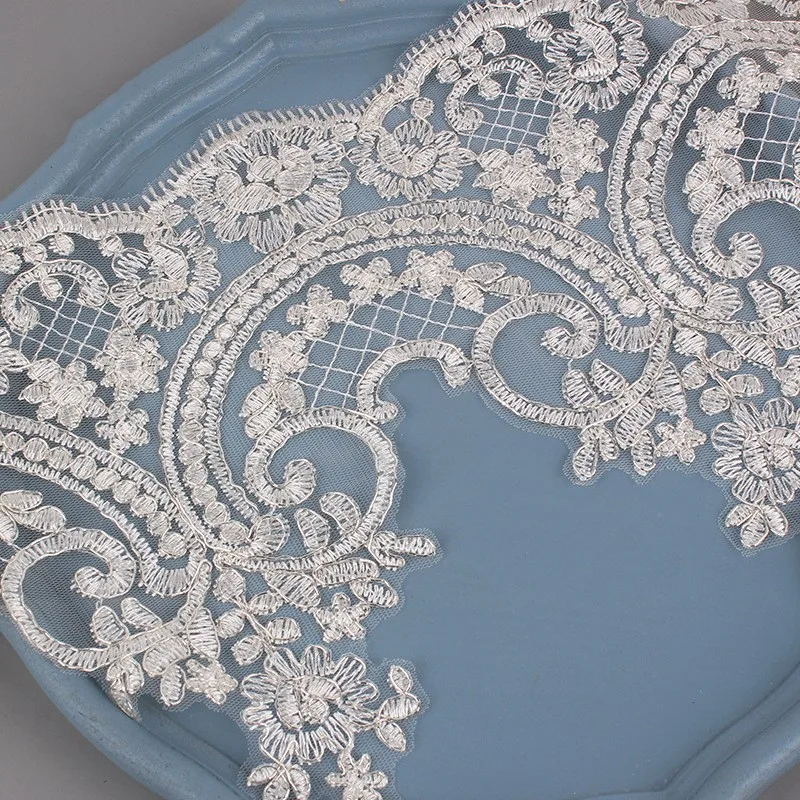 party dresses women border lace embroidery flower cord border embroidery champagne gold lace fabric