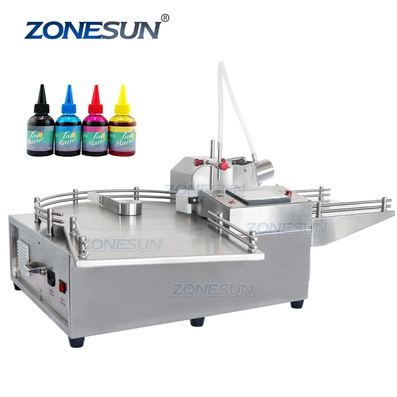 ZONESUN ZS-LPG1 Single Head Ceramic Plunger Pump Glass Vial Essential Oil Liquid Filling Machine With Bottle Unscrambler