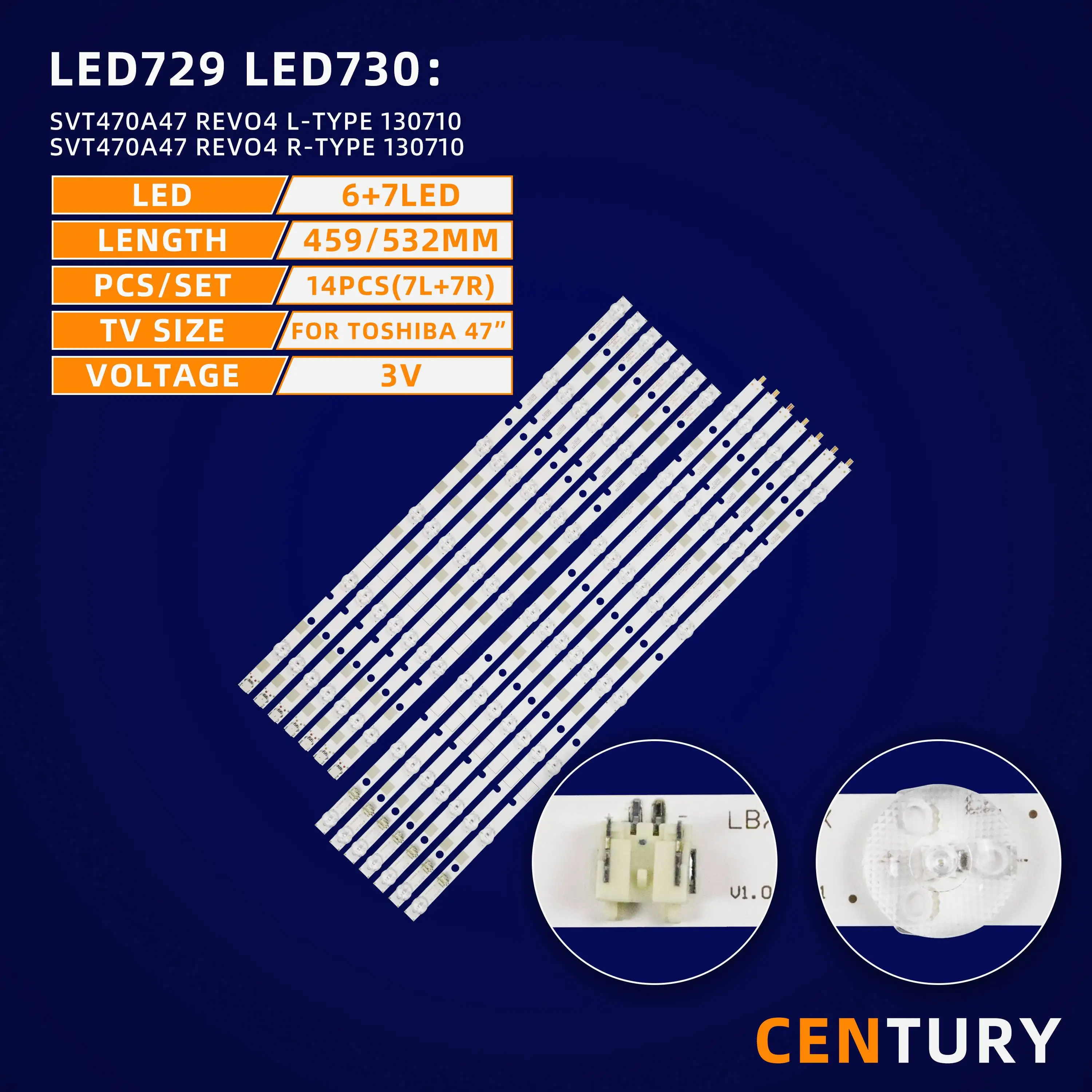 Светодиодные ленты для телевизора SVT470A47_REV04_L SVT470A47_REV04_R подсветка Toshiba 47 дюймов 47L7453D 47L7463D 47M7453D 47M7456D