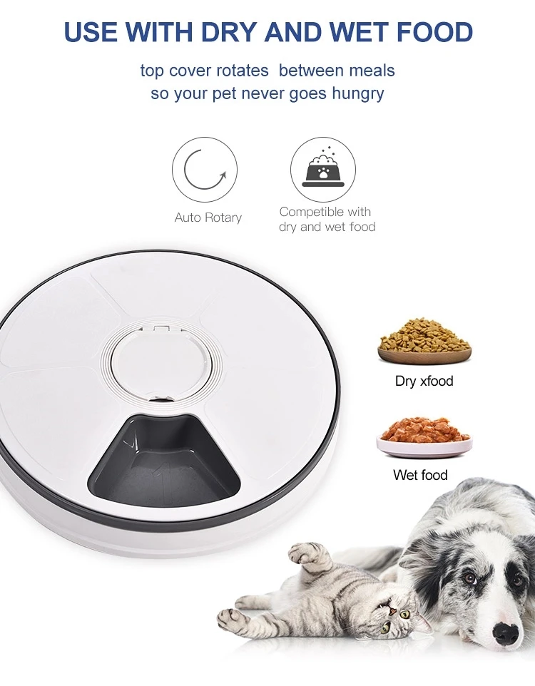 
Automatic Pet Feeder Timing Feeder 6 Meals 6 Grids Cat Dog Electric Dry Food Dispenser Dish Feed 24 Hours Timer Pet Supplies 