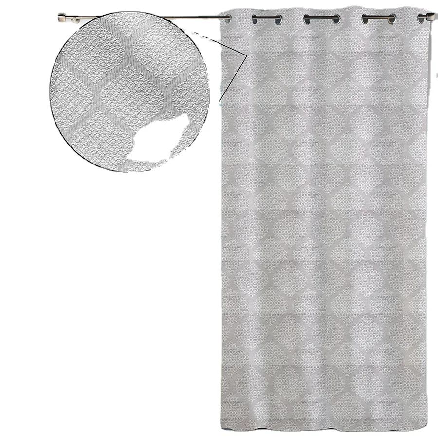 triple weaving blackout grey color fabric curtain dubai grey curtain for the living room blackout jacquard grey fabric curtain